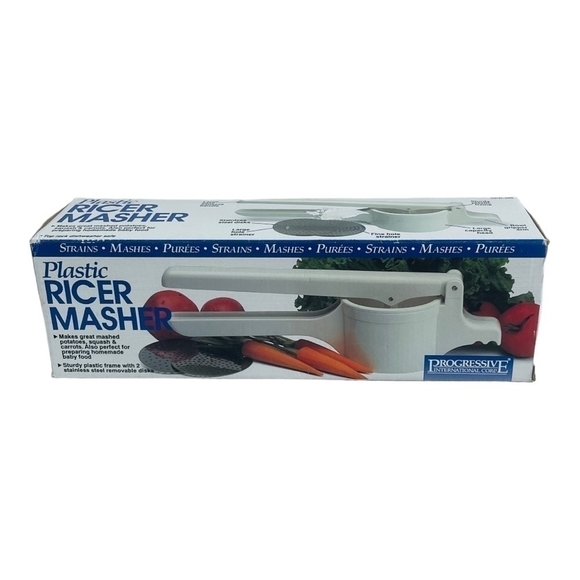 NIB Ricer Masher Progressive GPR-325 Strains Mashes Purees White Potato Ricer - Picture 1 of 4